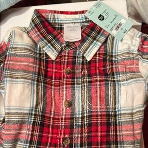NWT Okie Dokie Red and White flannel Button Down Shirt